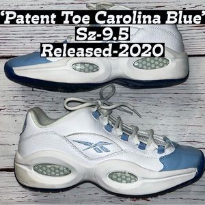 A.I. Reebok Question-Patent Toe Carolina Blue Size9.5 Like New Condition
